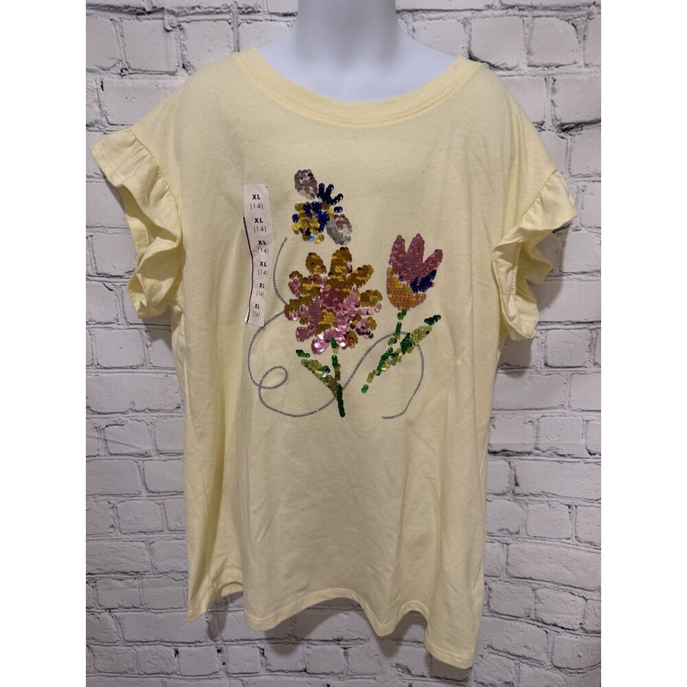 NWT Cat & Jack Girls T-shirts Yellow & Green size xl (14) Set Of 2